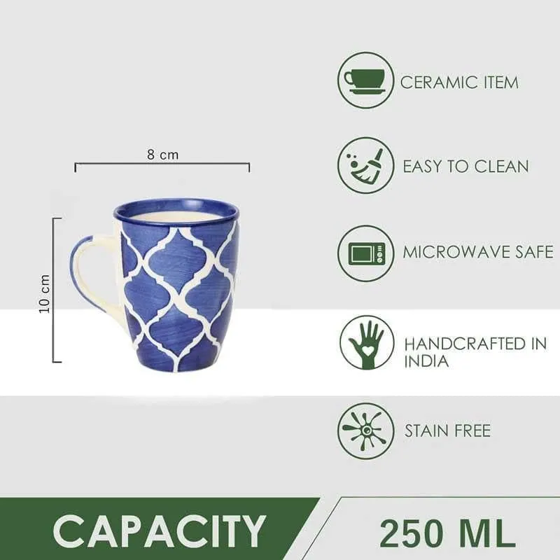 Blue Ceramic Coffee Mug (250 mL Each) - Set of Two media 6