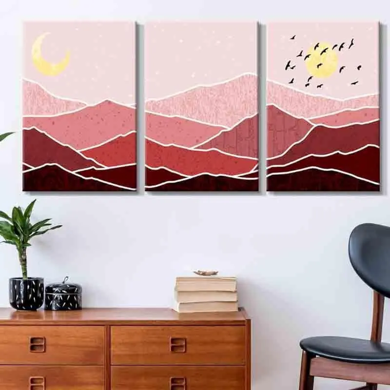 Day N Night Poly Canvas Wall Art - Set of Three media 1