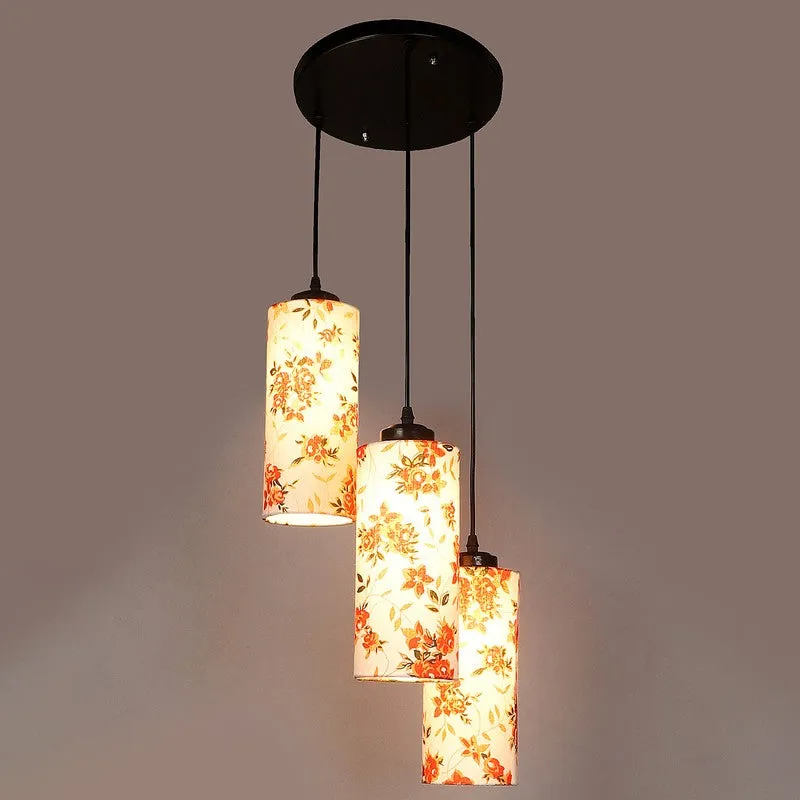 Cylentra Triple Metal Ceiling Lamp - White & Orange media 5