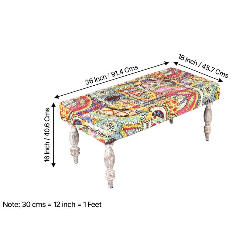 Dervon Sheesham Wooden Bench - Multicolor media 11