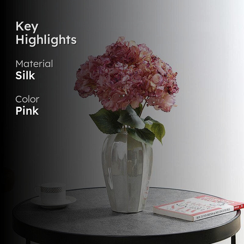 Faux Albidus Hydrangea Floral Bunch - Pink media 2