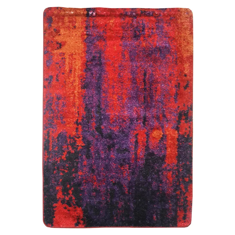 Baird Abstract Micro Fiber Area Rug - Purple & Orange media 1