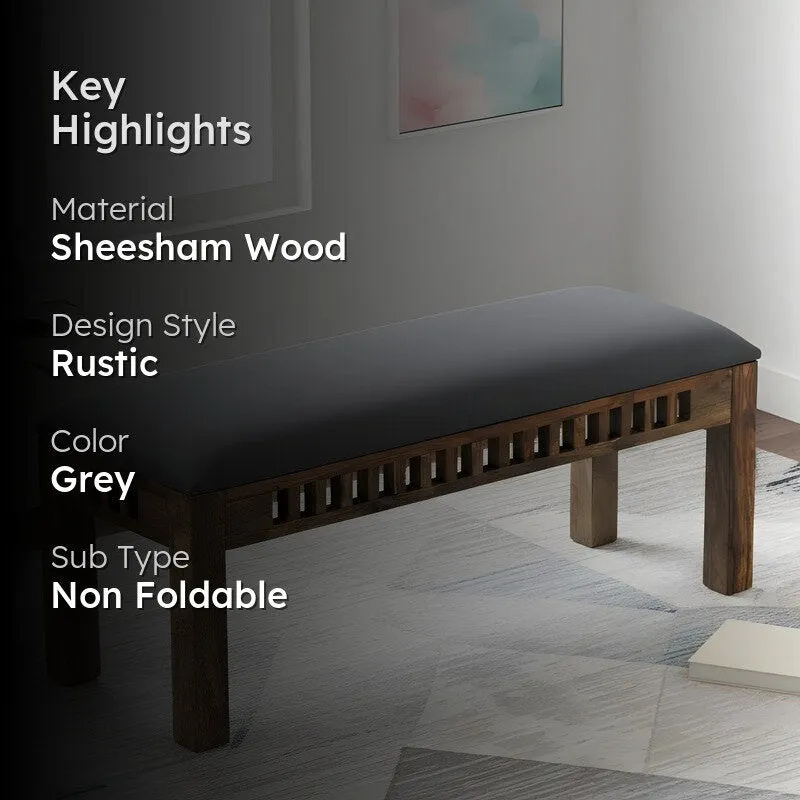 Cervon Sheesham Wooden Bench - Grey media 2
