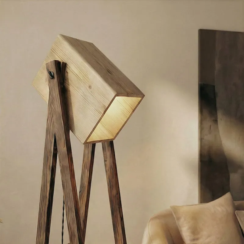 BeigeGlow Wooden Floor Lamp - Brown media 5