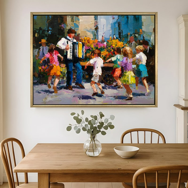 Joyful Market Canvas Wall Painting With Frame
