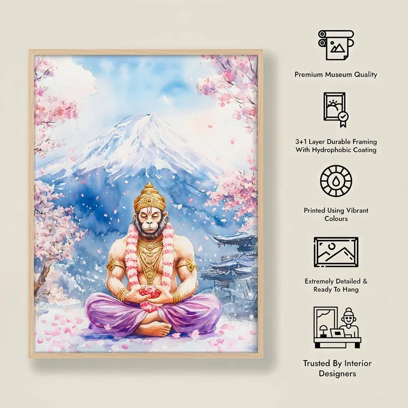 Divine Chiranjeevi Spiritual Archival Paper Wall Painting - Natural Brown Frame media 8
