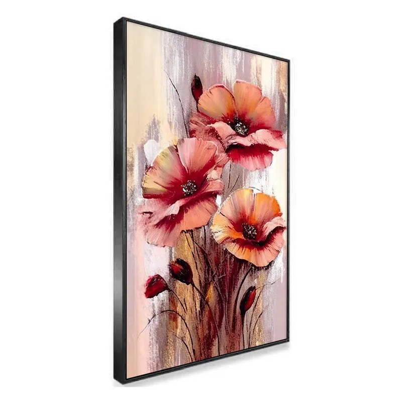 Autumn's Blush Floral Canvas Wall Painting With Frame - Black media 4
