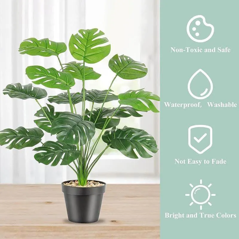 Faux Green Monstera Plant Stick - 2.13 ft media 4