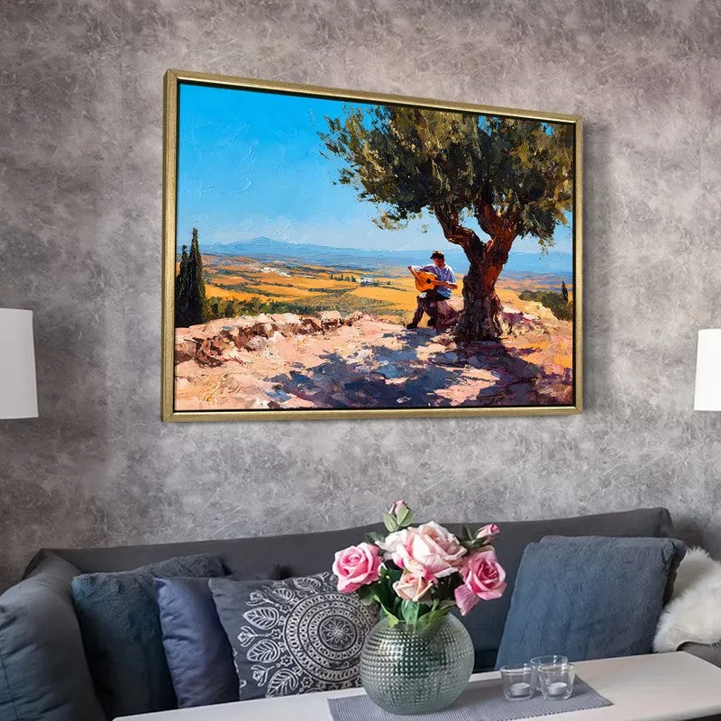 Sunlit Strummer Canvas Wall Painting With Frame media 6
