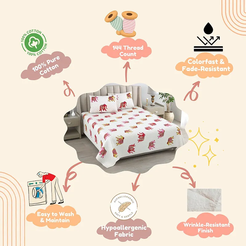 Champa Cotton Bedsheet (Red) - 180 TC media 5