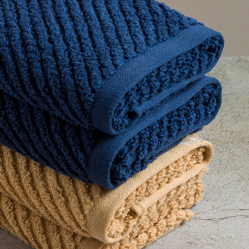 Nautica Riviera Soft Cotton Hand & Face Towel (Navy Blue & Light Tan) - Set Of Four media 5