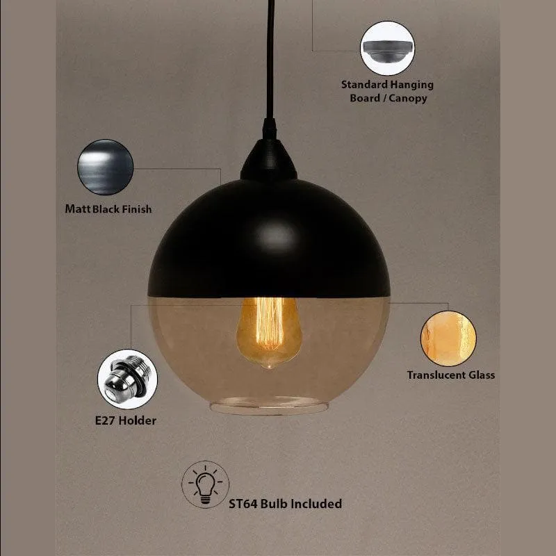 DuoTone Globe Glass Ceiling Lamp - Black media 6
