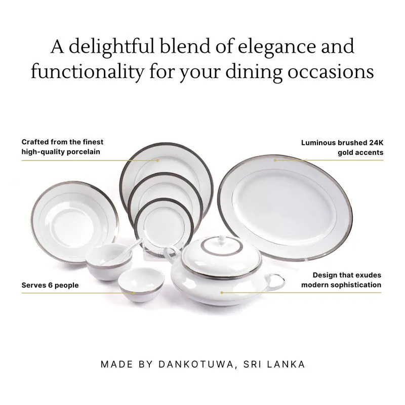 Vienna 24k Gold Brushed Porcelain Dinner Set (Platinum) - 41 Piece Set media 9