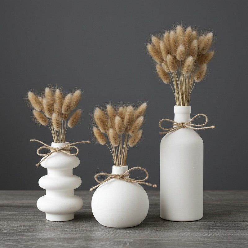 Pebbla Minimal Rounded Ceramic Vase (Ivory) - Set Of Three media 5