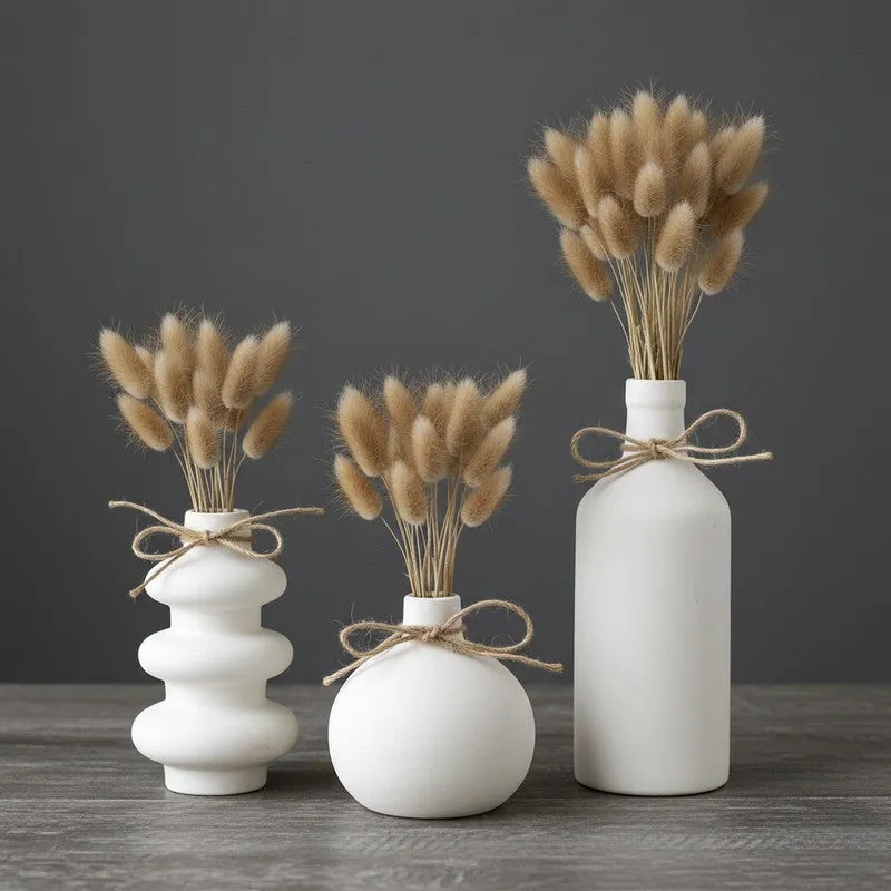 Pebbla Minimal Rounded Ceramic Vase (Ivory) - Set Of Three media 5