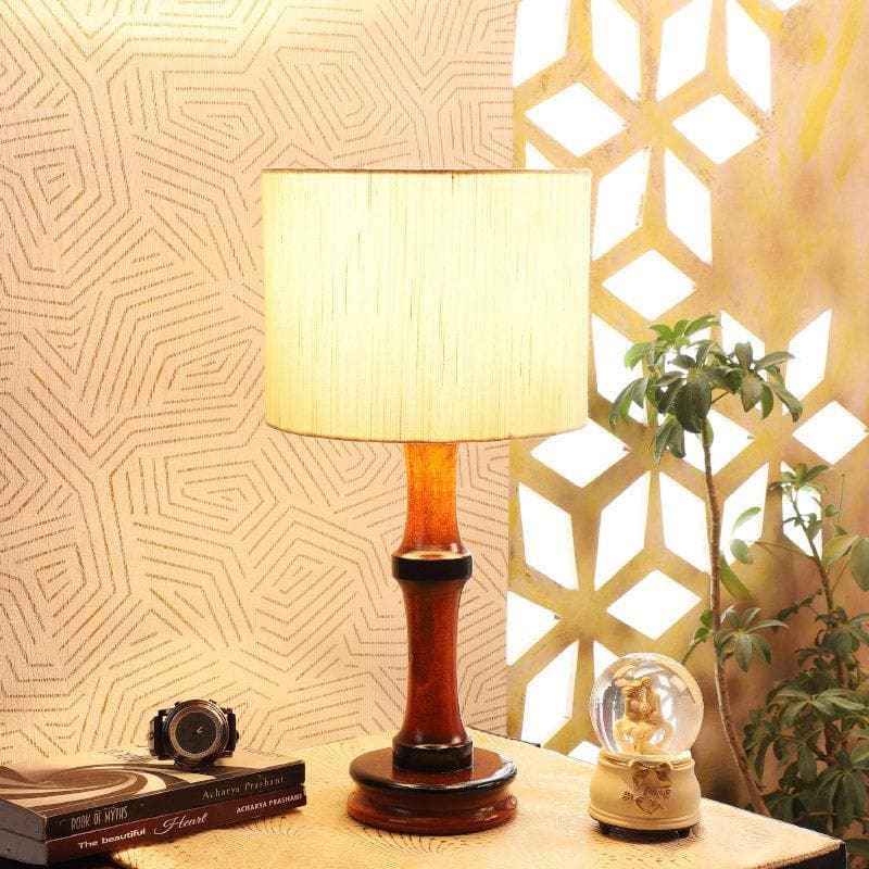Meigar Troton Fabric Table Lamp - White,Brown