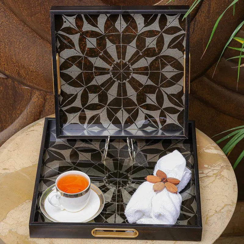 Heritage Carry (Wood,Glass) Serving Tray - Set of Two media 4