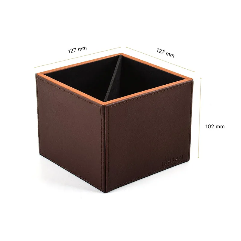 Tisca Faux Leather Pen Stand - Brown media 8