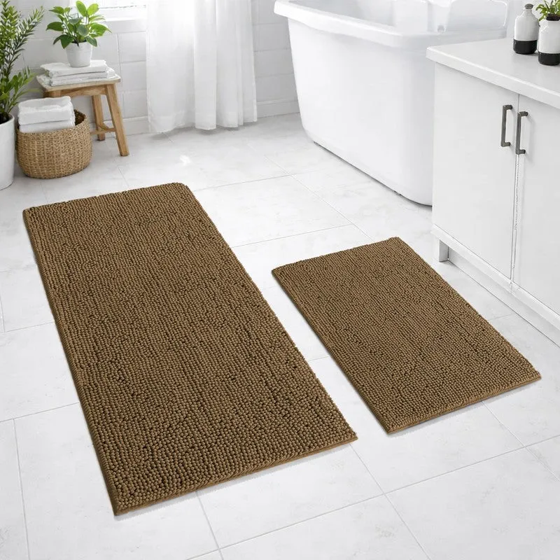 MonoSoft Microfiber Bath Mats (Brown) - Set Of Two media 3
