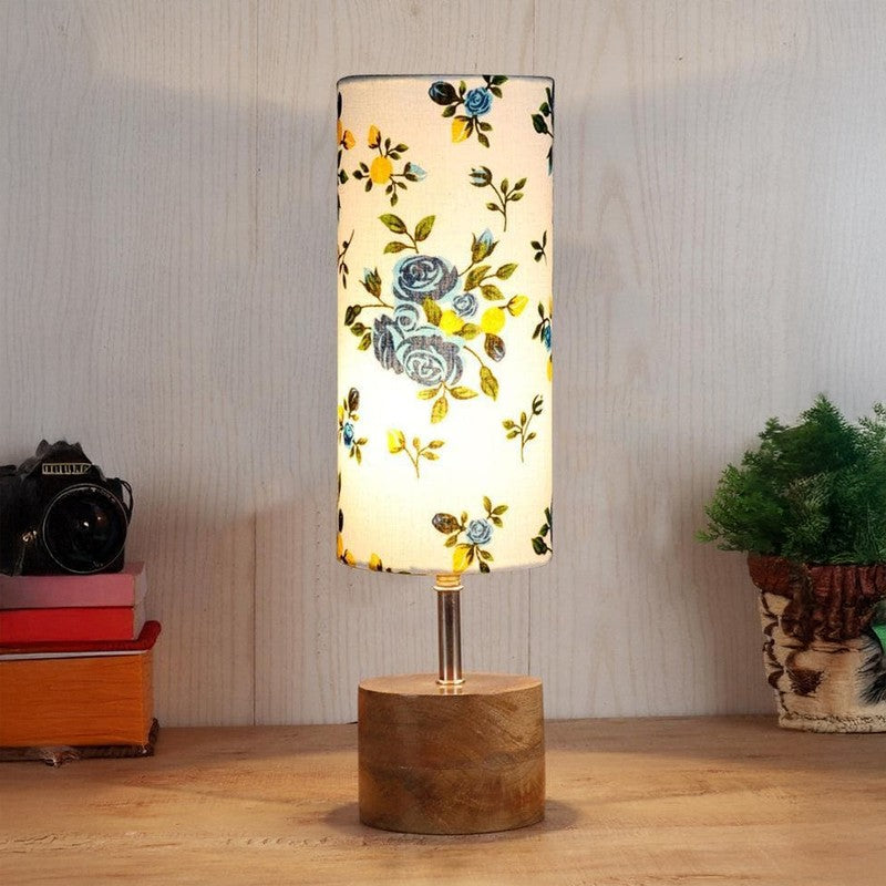 Floral Rustic Fabric Table Lamp - Blue,White