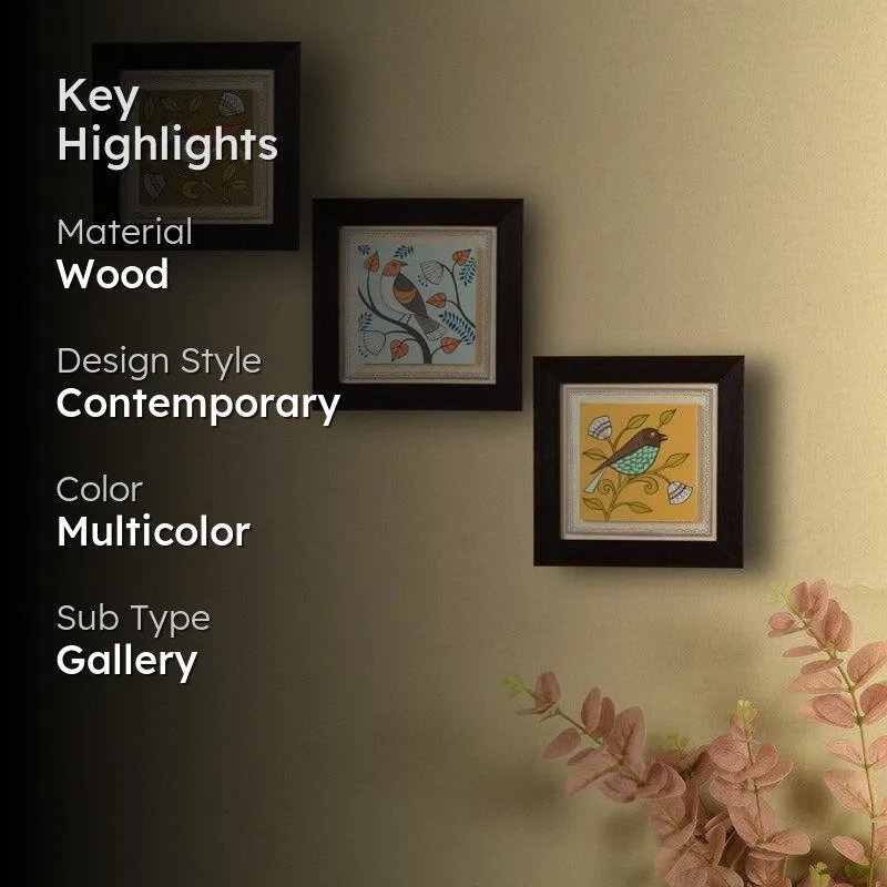 Chidiya Chore Wooden Wall Art - Set Of Three media 2