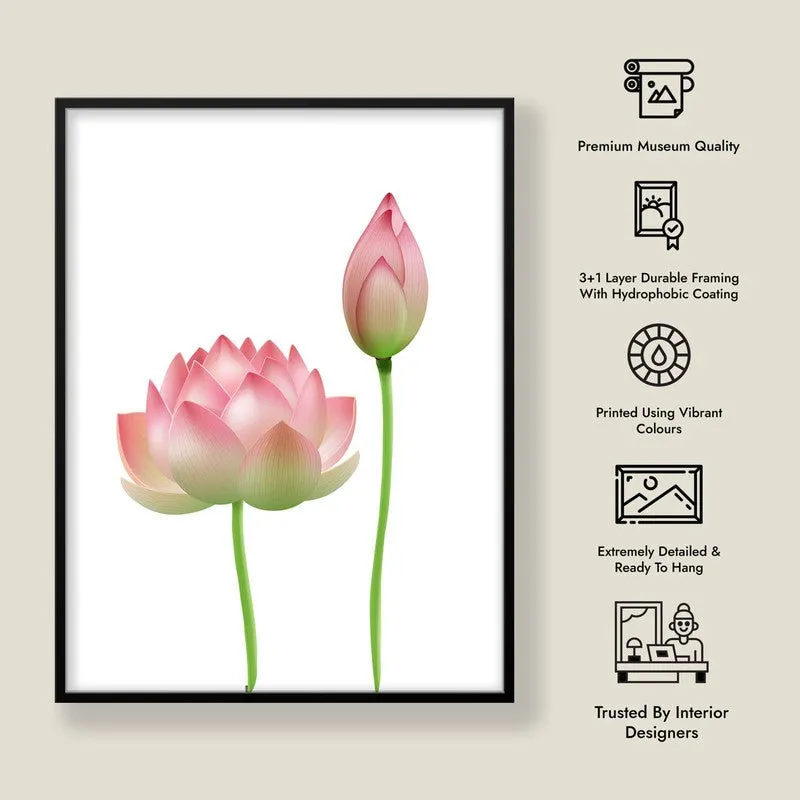 Faded Lotus Archival Paper Wall Art With Frame media 9