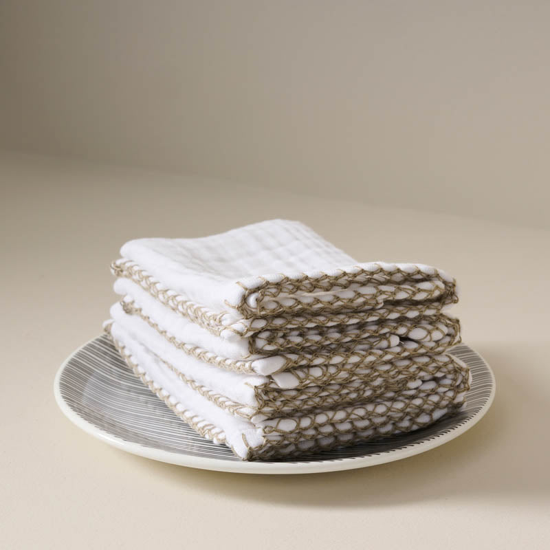 Luxe Waffle Face Towel (Beige) - Set of Four