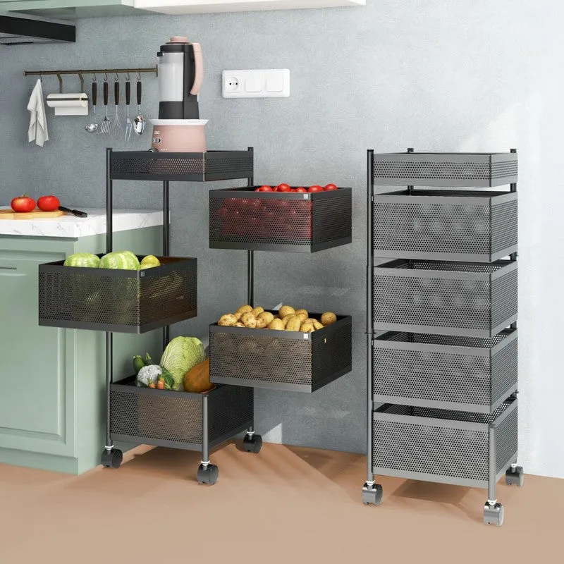 Sleek Black Metal Swing Out Basket Rack media 3