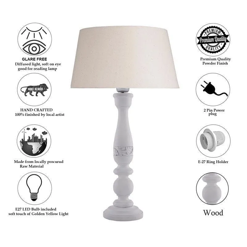 Flowerette Fain Fabric Table Lamp - White,Beige media 6
