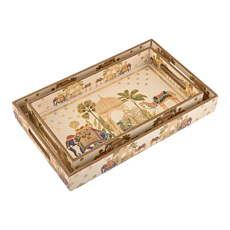 Rajvaha Wood Serving Tray - Set Of Two media 7