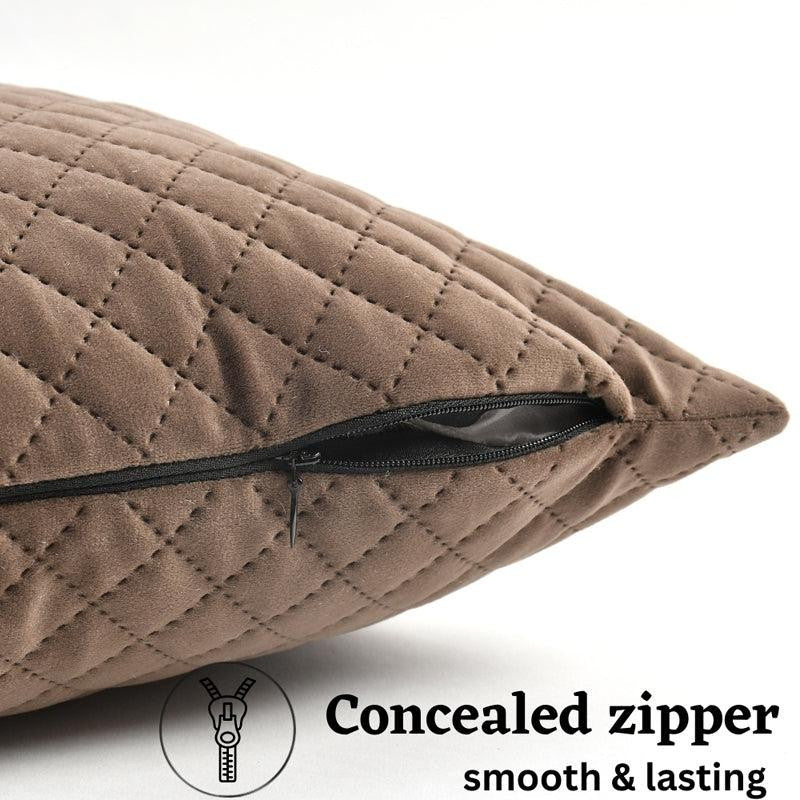 Orson Quilted Velvet Cushion Cover (Brown) - Set Of Five media 4