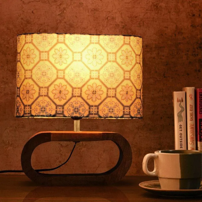 Ethinic Mirza Fabric Table Lamp - Brown,Blue media 1