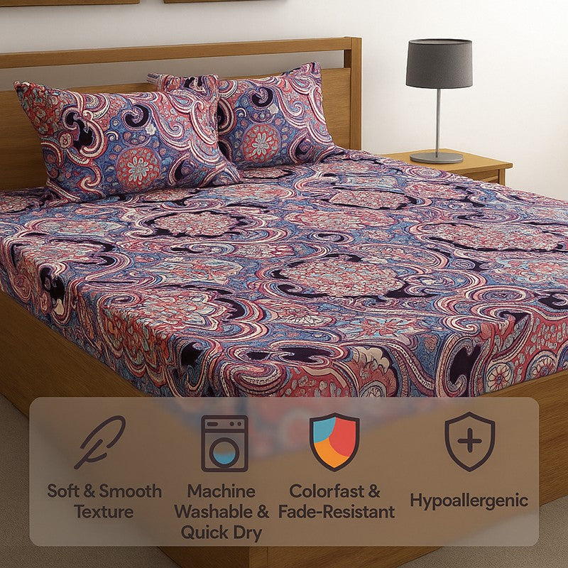 Rishiko Printed Microfiber Bedsheet  - 130 GSM media 6