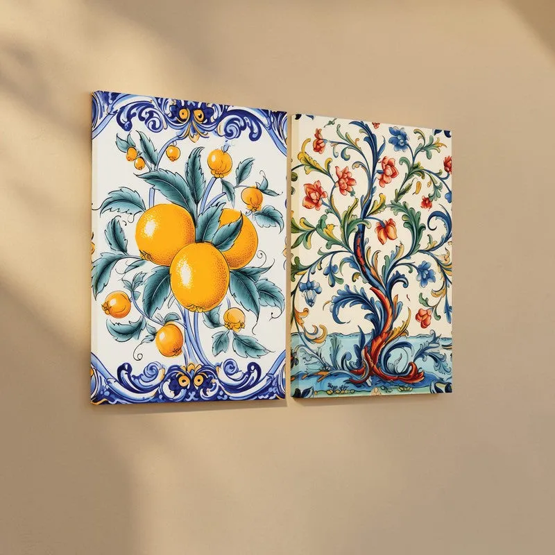 Zesty Ethnic Canvas Wall Art - Set of Two media 5