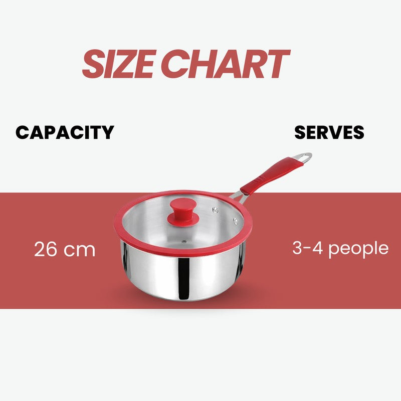Salford Triply Saucepan with Lid (Red,Silver) - 1900 mL media 10