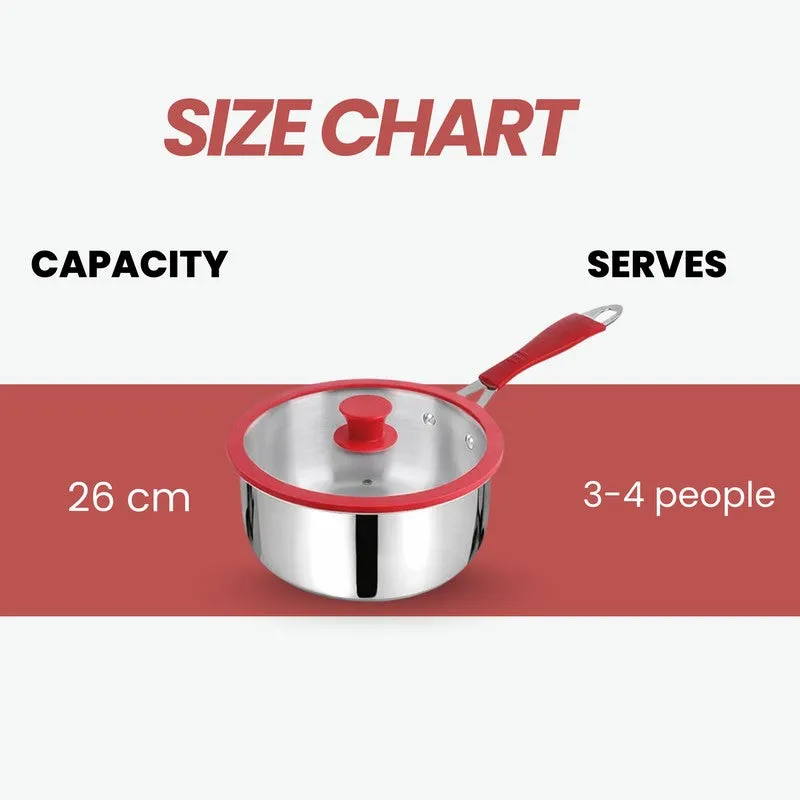 Salford Triply Saucepan with Lid (Red,Silver) - 1900 mL media 10