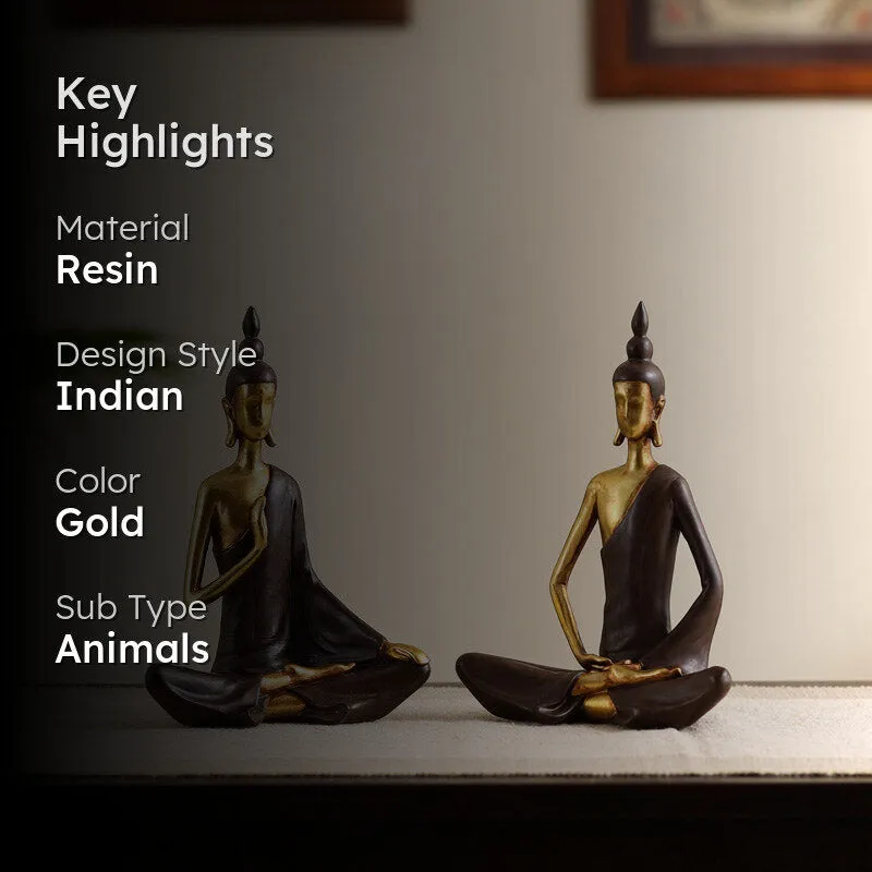 Meditating Buddha Harmony Showpiece - Set Of Two media 2