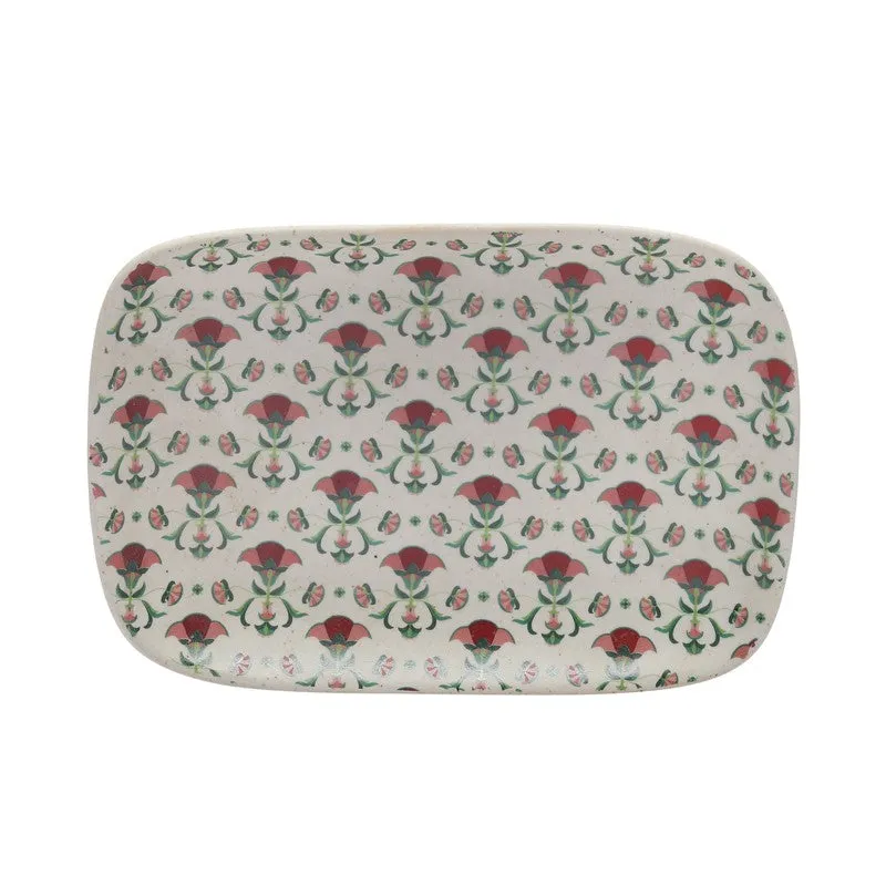 Rosette Multicolor Rectangular Stoneware Platter - Set of Two media 6