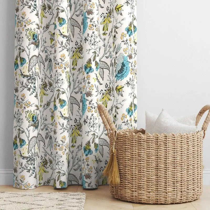 Mivaana Floral Curtain - Blue media 1