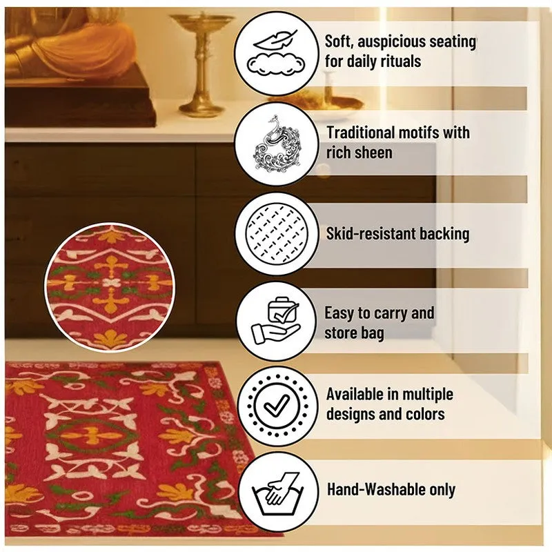 Divine Aangan Prayer Mat (Red) - 550 GSM media 9