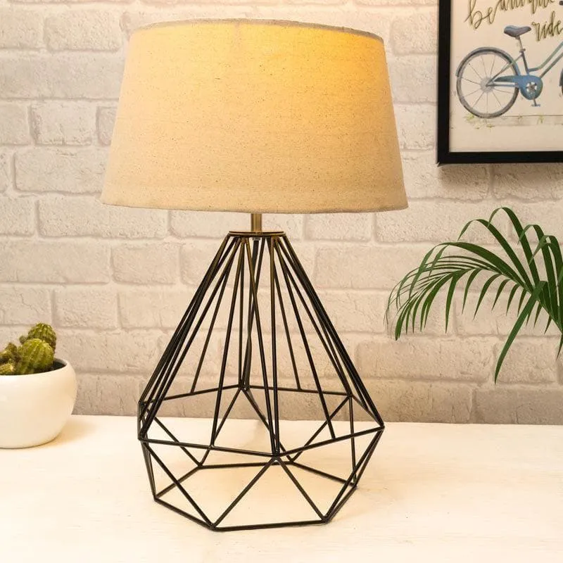 Diamond Dust Black Fabric Table Lamp - Beige,Black media 3