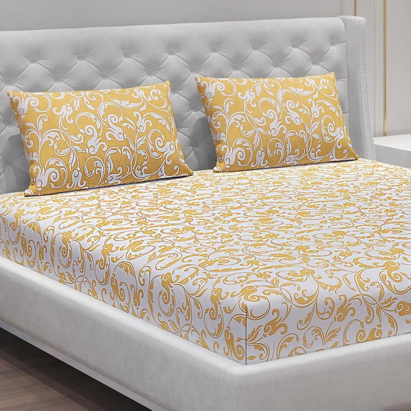 Monte Carlo Amrit Paisley Cotton Bedsheet (Yellow) - 104 TC media 5