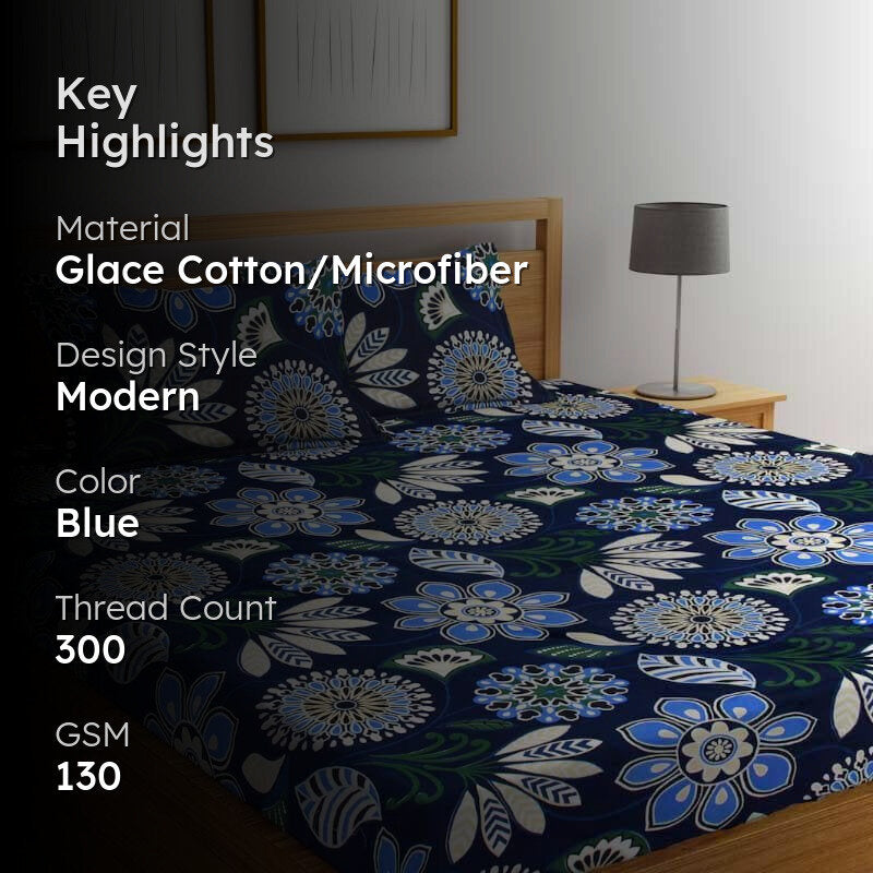 Zuri Printed Microfiber Bedsheet  - 130 GSM media 2