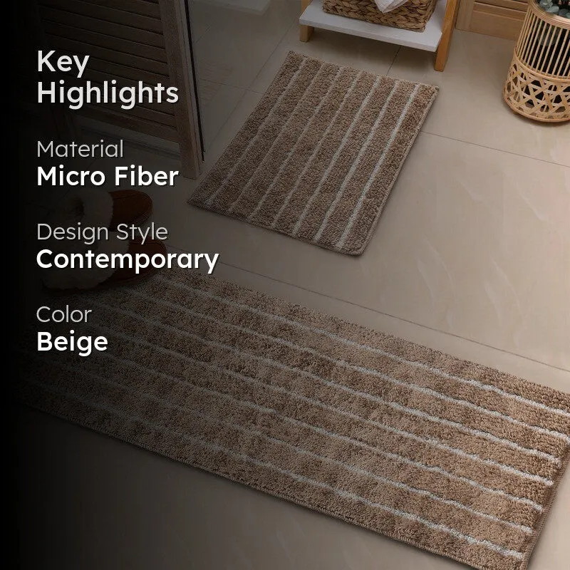 StripeEase Microfiber Bath Mats (Brown) - Set of Two media 2