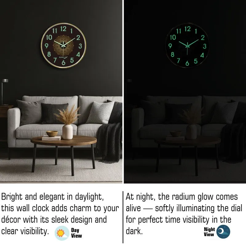 Nayra Round Floral Plastic Wall Clock - Brown media 5
