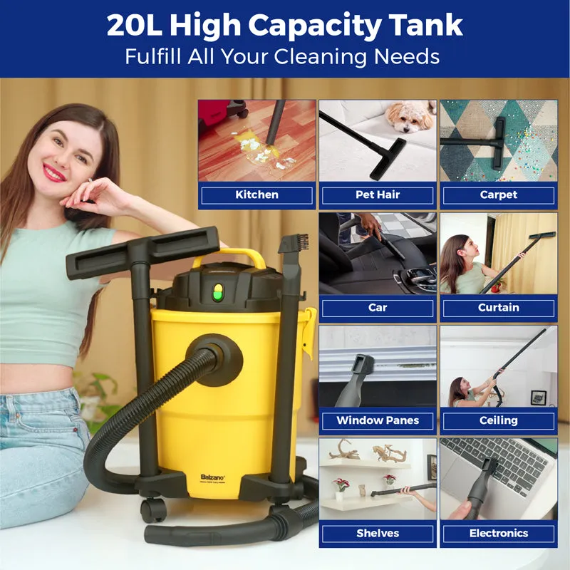 Balzano Pro Wet & Dry Vacuum Cleaner (Yellow/1200 W) - 20 L media 5