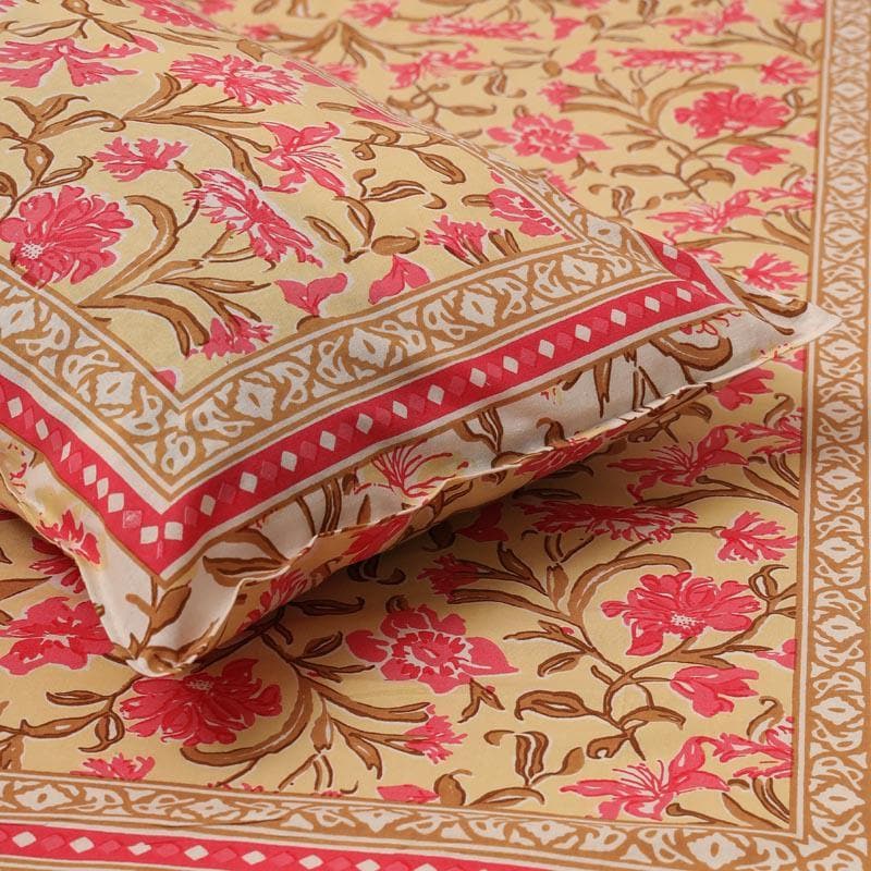 Nazakat Jaipuri Cotton Bedsheet (Pink) - 144 TC media 5