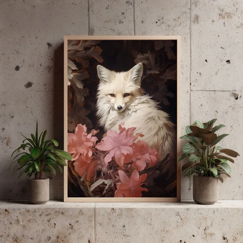 White Blossoms Archival Canvas Wall Art - Natural Brown Frame media 4