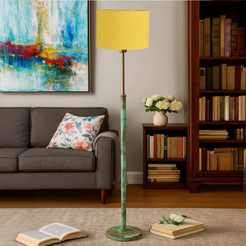 Amber Glow Wooden Floor Lamp - Yellow media 4