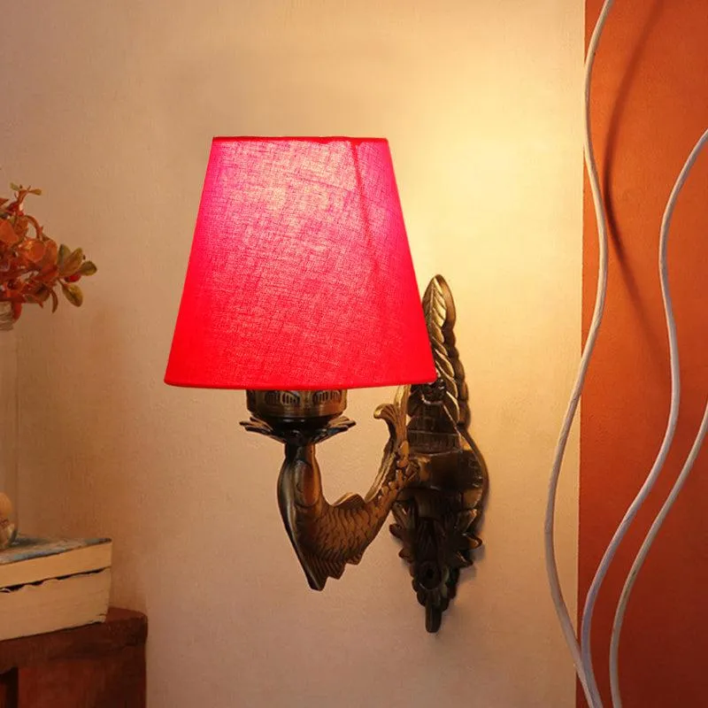 Ziada Stiva Conical Fabric & Metal Wall Lamp - Red media 1